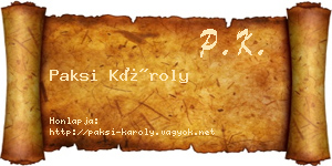 Paksi Károly névjegykártya